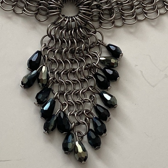 Unique Chainmail Victorian Whimsigoth Crystal Beaded Necklace - Picture 7 of 9